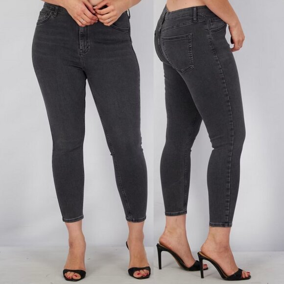 TopShop Jamie High Waisted Rise Skinny Leg Faded Black Jeans Stretch 4 26x30 - Picture 2 of 16